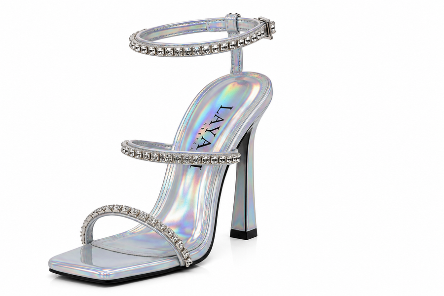 Sandale à talons Étincelle argent — profil