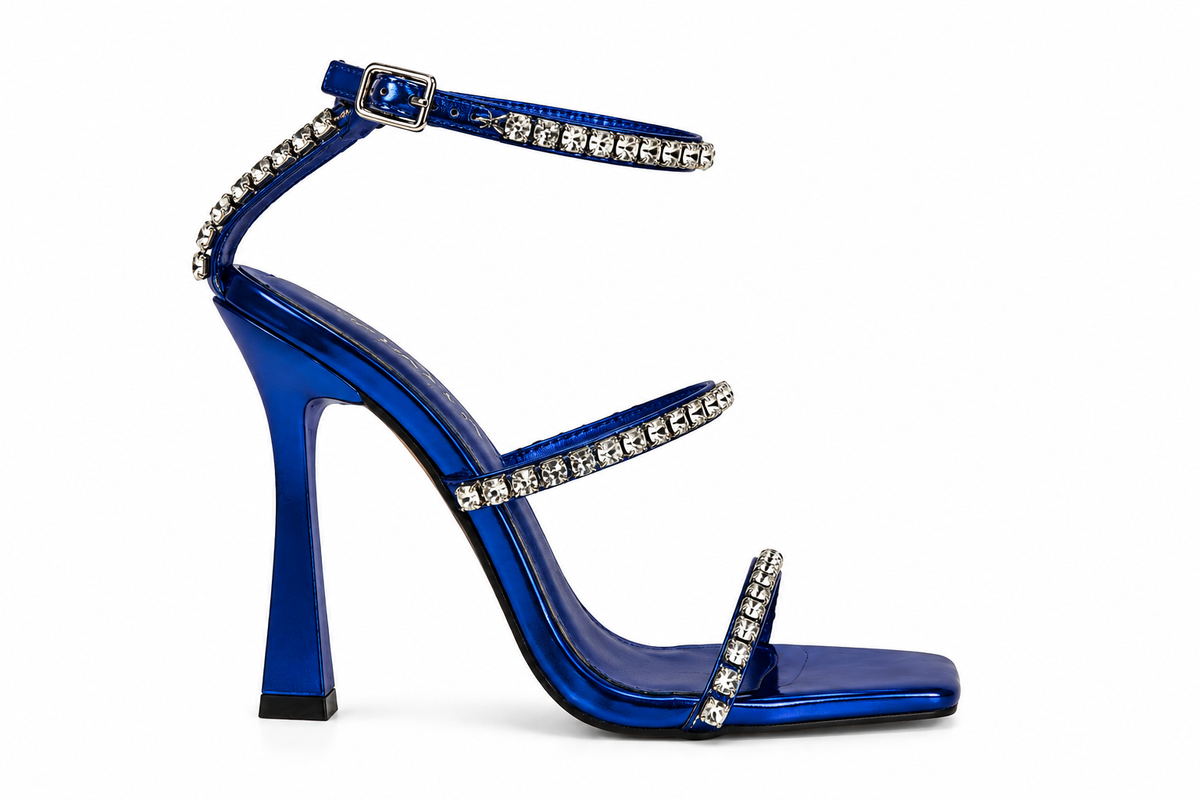 Sandale à talons Étincelle bleu roi — trois-quarts
