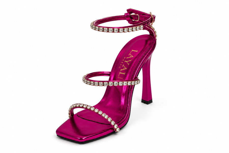 Sandale à talons Étincelle rose fuchsia — profil