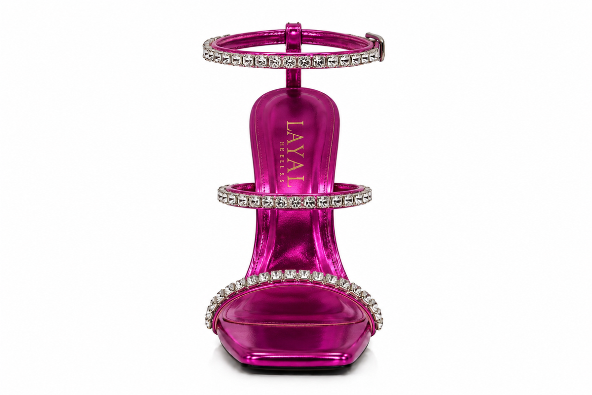 Sandale à talons Étincelle rose fuchsia — Layaliheels, vue de face